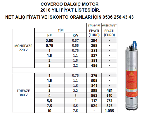 1HP COVERCO DALGIÇ MOTOR 